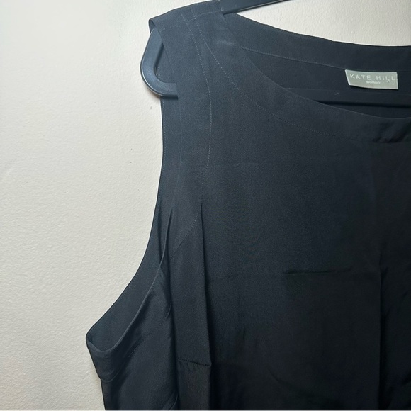 Kate Hill Classic Closet Staple Black Sleeveless Silk Elevated Basic TankTop 22W - Picture 6 of 16